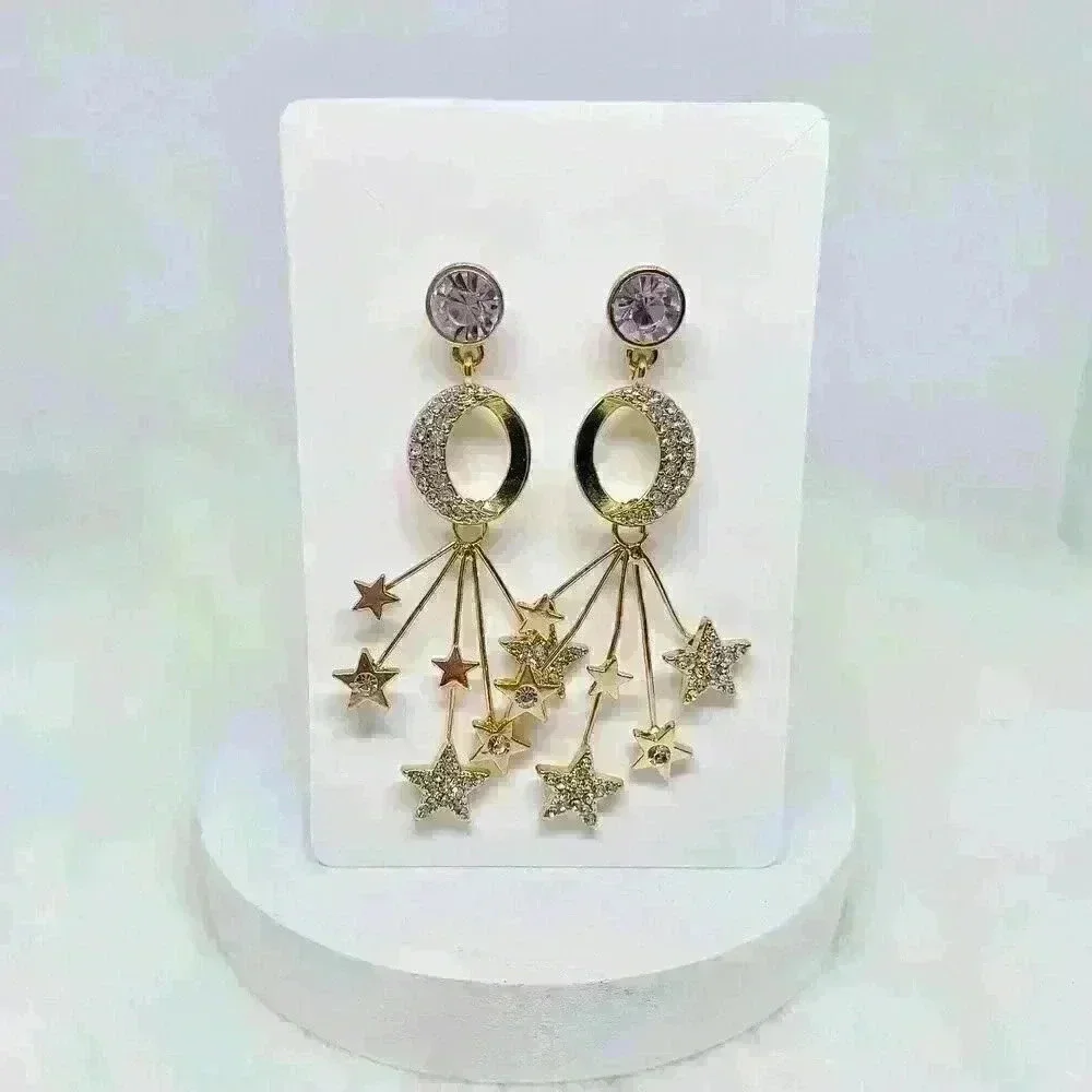 Stars With Rhinestones Statement Earrings